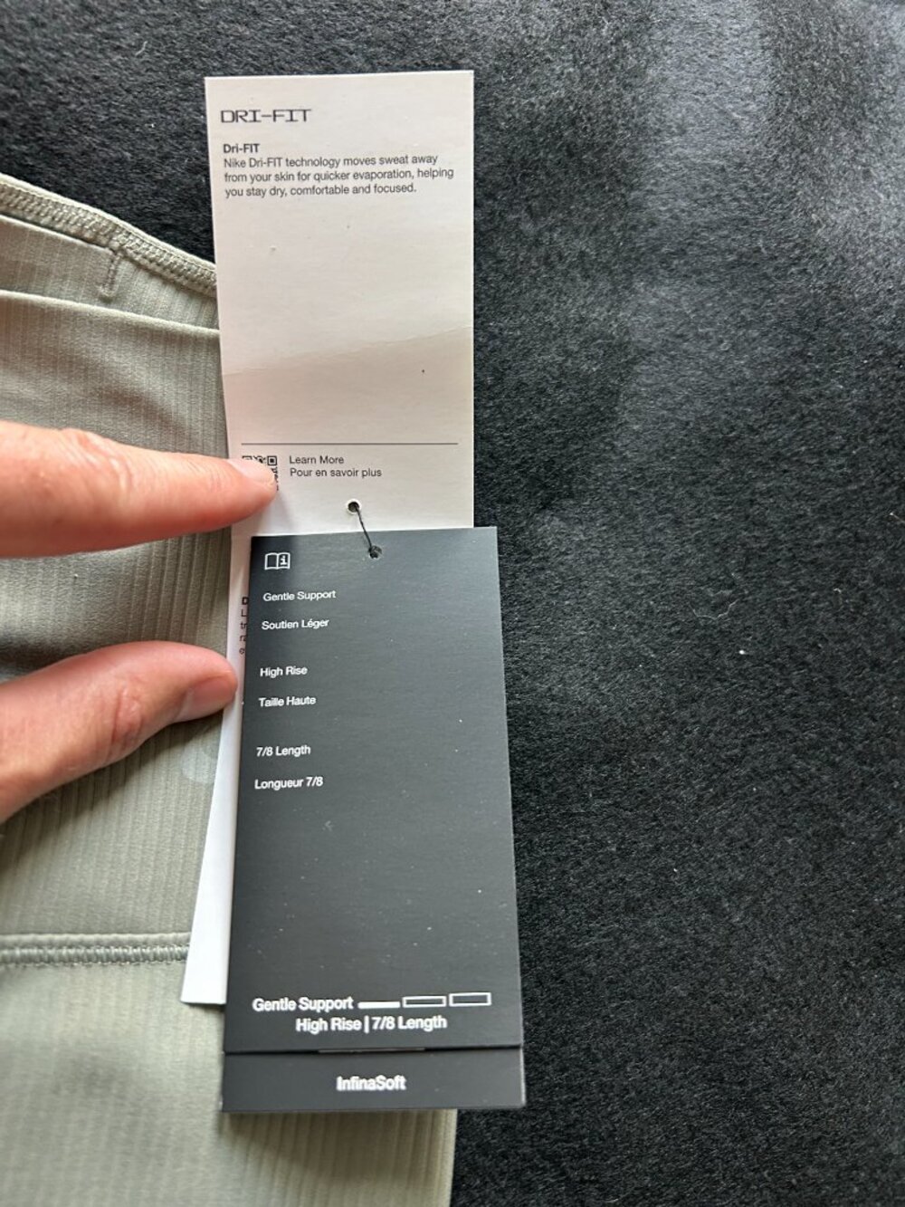 Nike Zenvy Leggings Womens Small High Rise 7/8 Dri-FIT Infinalon Ribbed Gray NWT - Picture 6 of 12